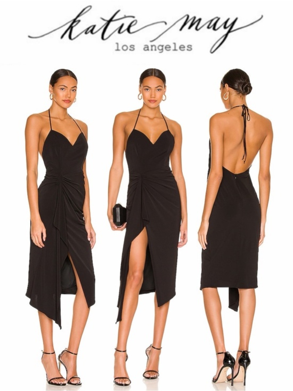 NEW KATIE MAY VESTIDO MIDI RINGLEADER
BACKLESS RUCHEDSLIT S BLACK $322